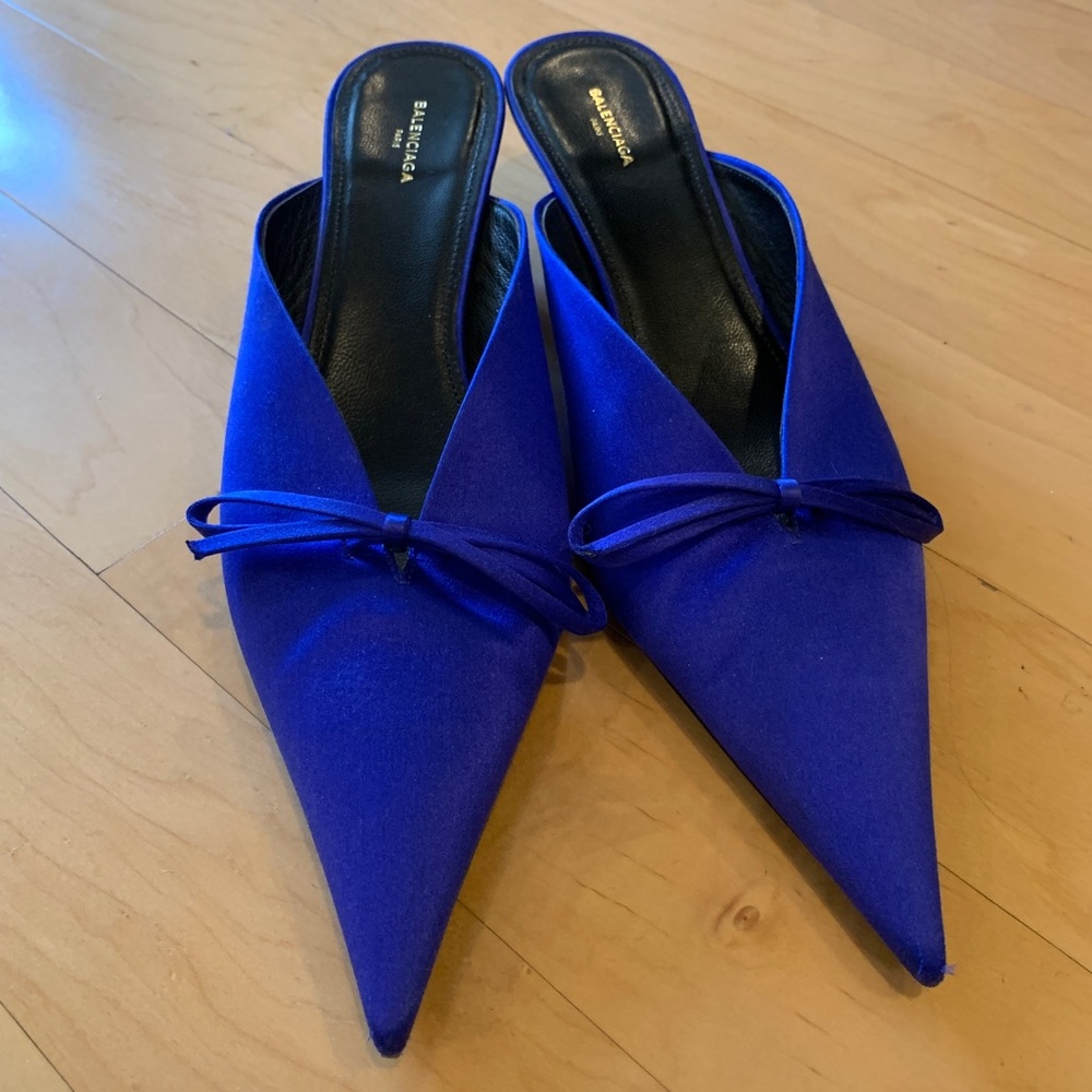 Balenciaga Knife Mules Kitten Heels Royal Blue 40